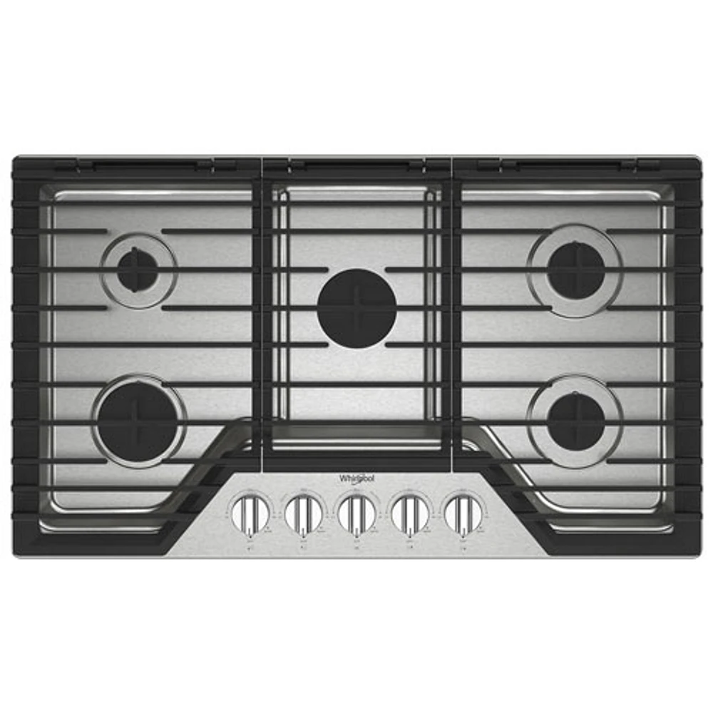 Surface de cuisson au gaz à 5 brûleurs de 36 po de Whirlpool (WCGK5036PS) - Acier inoxydable