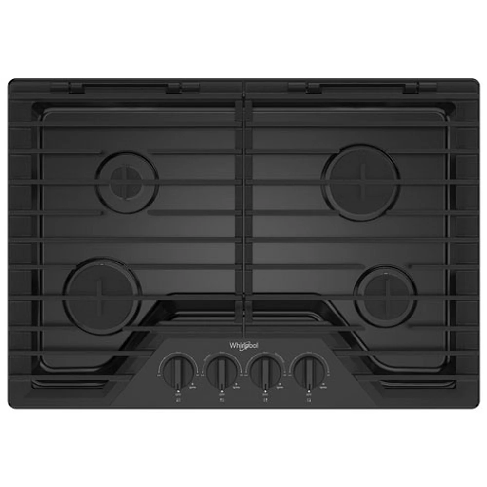 Surface de cuisson au gaz de 30 po à 4 brûleurs de Whirlpool (WCGK5030PB) - Noir