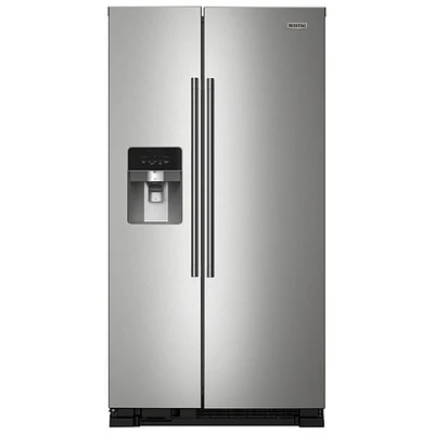 Réfrigérateur à congélateur juxtaposé 24,6 pi³ 36 po avec distributeur eau/glaçons de Maytag (MRSF4036PZ) - Inox