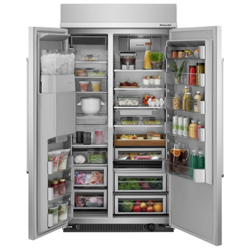 KitchenAid 42" 25.1 Cu Ft Side-By-Side Refrigerator w/ Water & Ice Dispenser (KBSD702MSS) -PrintShield Stainless