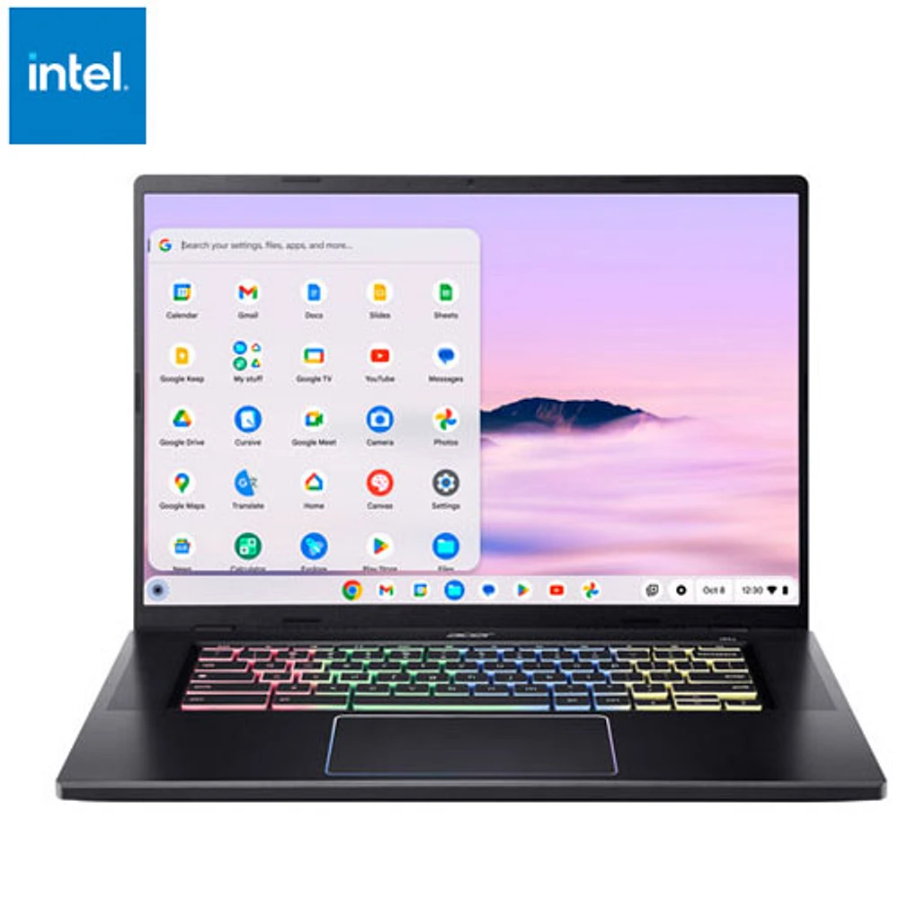 Chromebook de jeu de 16 po d'Acer - Gris (Core 5120U d'Intel/SSD 512 Go/RAM 8 Go/ChromeOS)