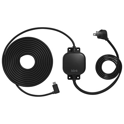 Adaptateur d'alimentation résistant aux intempéries 3,96 m (13 pi) de Blink pour caméras Mini 2 et Outdoor 4 (4e génération) de Blink - Noir