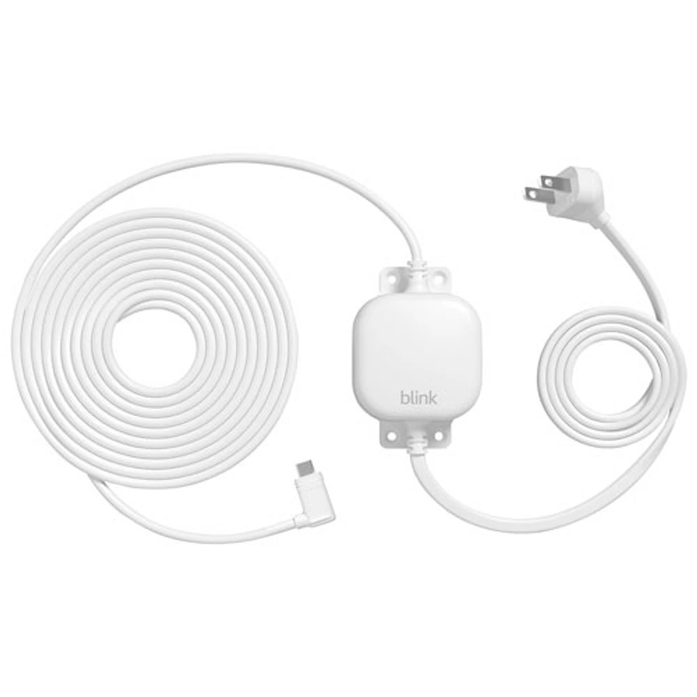 Adaptateur d'alimentation résistant aux intempéries 3,96 m (13 pi) de Blink pour caméras Mini 2 et Outdoor 4 (4e génération) de Blink - Blanc