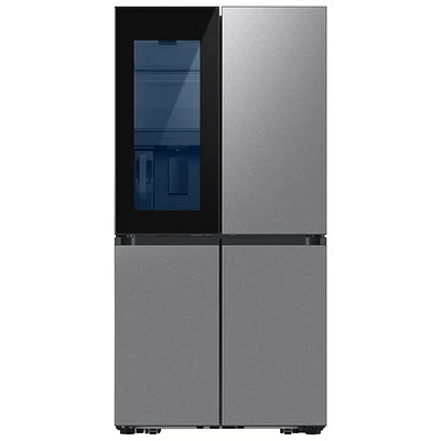 Réfrigérateur à 4 portes et à profondeur de comptoir de 22,8 pi³ et 36 po BESPOKE avec porte transparente de Samsung (RF23DB9700QLAA) - Inox