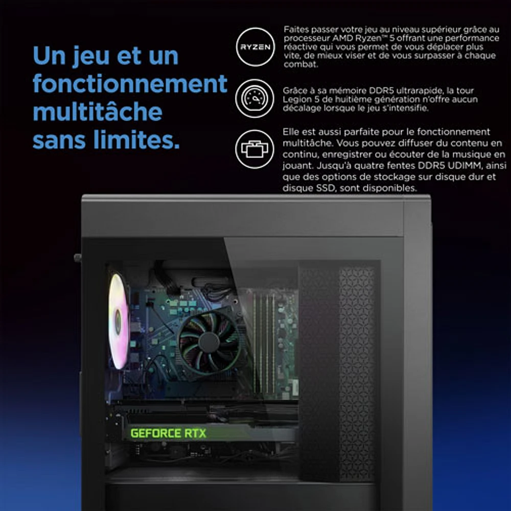 Lenovo Legion Tower 5 Gaming PC - Storm Grey (AMD Ryzen 5 7600/16GB RAM/512GB SSD/RTX 4060/Windows 11)