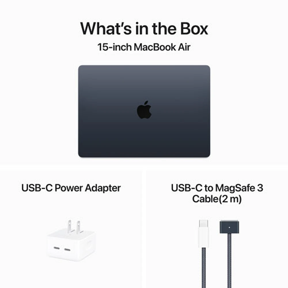 MacBook Air 15 po avec Touch ID d'Apple (2024) - Minuit (puce M3 d'Apple/SSD 512 Go/RAM 16 Go) - Anglais