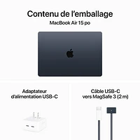 MacBook Air 15 po avec Touch ID d'Apple (2024) - Minuit (puce M3 d'Apple/SSD 512 Go/RAM 16 Go) - Anglais