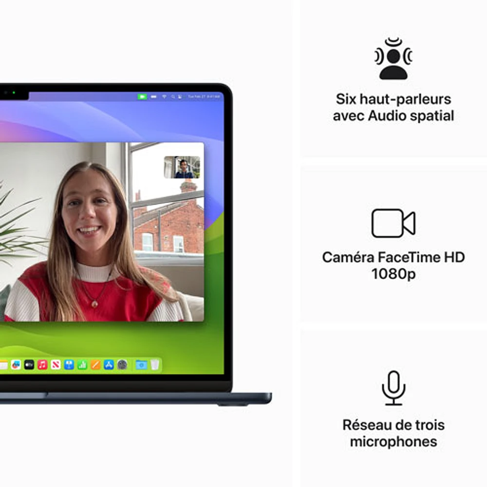 MacBook Air 15 po avec Touch ID d'Apple (2024) - Minuit (puce M3 d'Apple/SSD 512 Go/RAM 16 Go) - Anglais