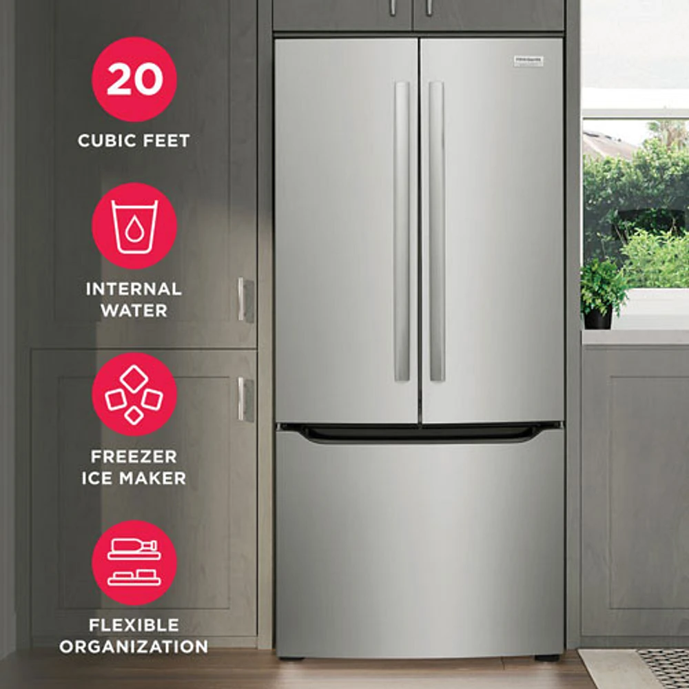 Réfrigérateur à deux portes 20 pi³ 30 po avec distributeur d'eau Gallery de Frigidaire (GRFN2023AF) - Acier inoxydable