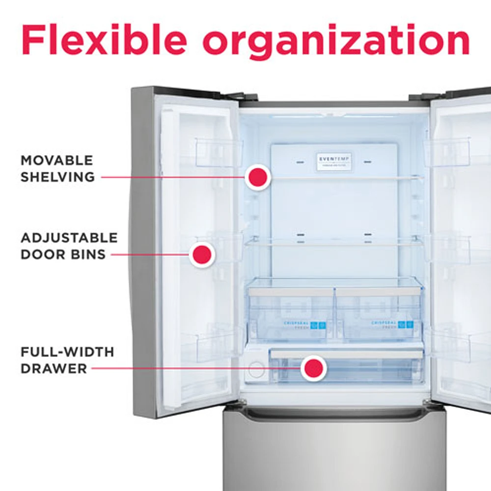 Réfrigérateur à deux portes 20 pi³ 30 po avec distributeur d'eau Gallery de Frigidaire (GRFN2023AF) - Acier inoxydable