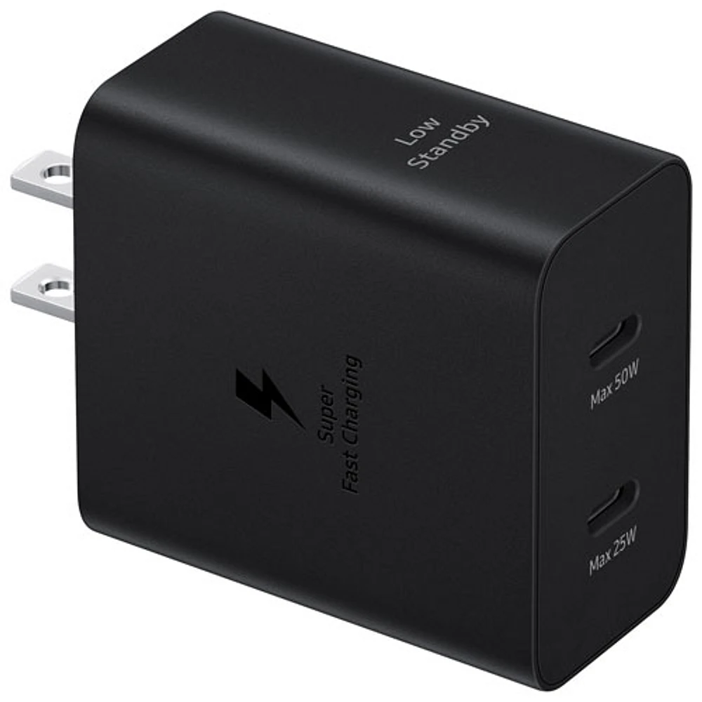 Adaptateur d'alimentation à deux ports USB-C à chargement rapide de 50 W de Samsung