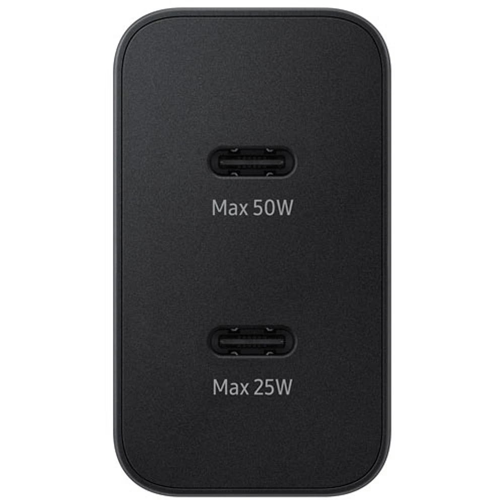 Adaptateur d'alimentation à deux ports USB-C à chargement rapide de 50 W de Samsung