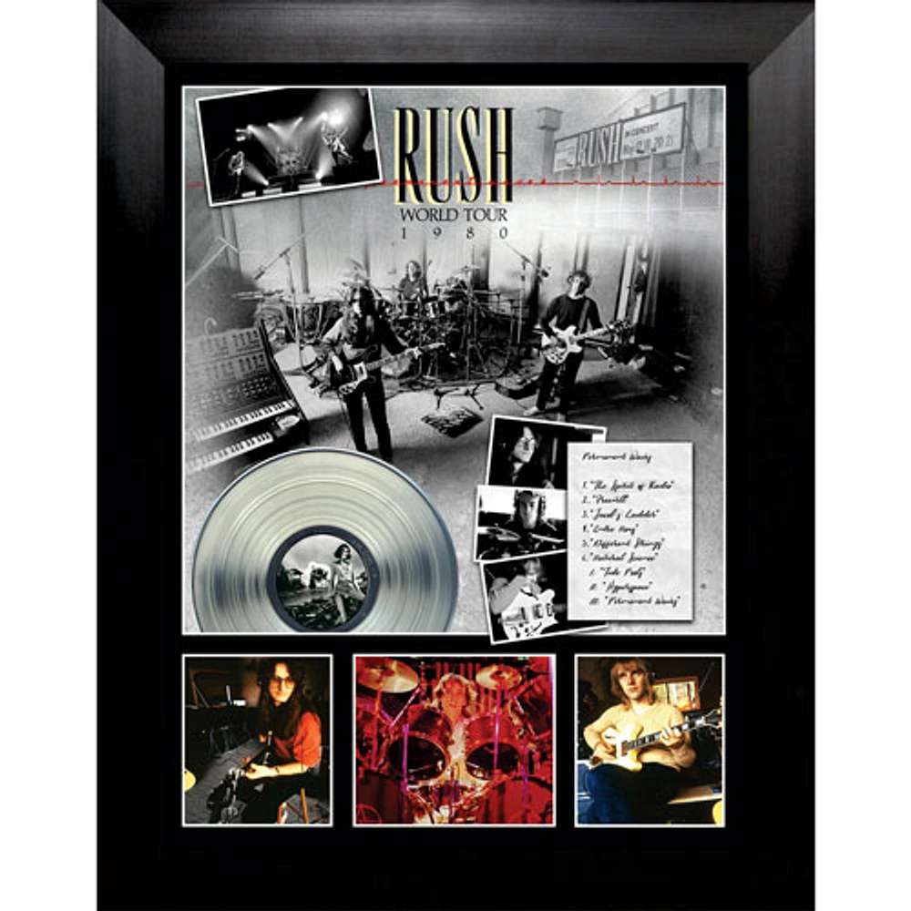 Frameworth - Rush : Toile encadrée avec disque de platine de la tournée « Permanent Waves » de 1980