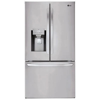 Boîte ouverte - Réfrigérateur à deux portes 27,7 pi³ 36 po avec distributeur d'eau et de glaçons de LG - Acier inoxydable - Endommagé