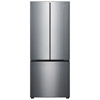 Boîte ouverte - Réfrigérateur à deux portes 16 pi³ 28 po de Galanz avec éclairage DEL - Inox - Endommagé