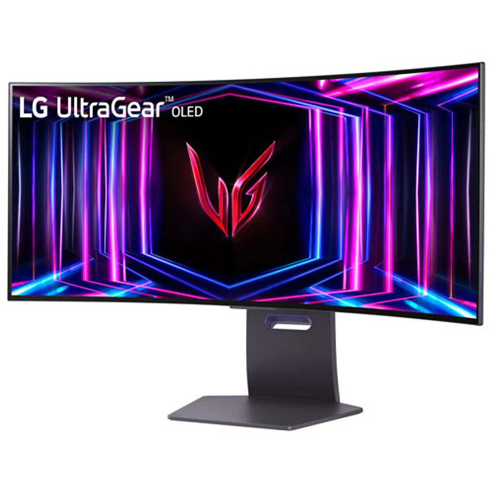 Moniteur de jeu G-Sync DEL incurvé DELO 1440p UWQHD 240 Hz 0,03 ms gris à gris 34 po UltraGear de LG (34GS95QE-B) - Violet/Gris