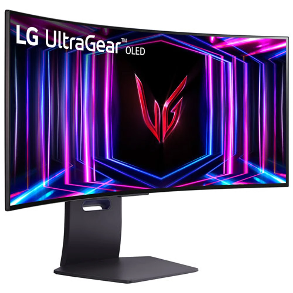 Moniteur de jeu G-Sync DEL incurvé DELO 1440p UWQHD 240 Hz 0,03 ms gris à gris 34 po UltraGear de LG (34GS95QE-B) - Violet/Gris