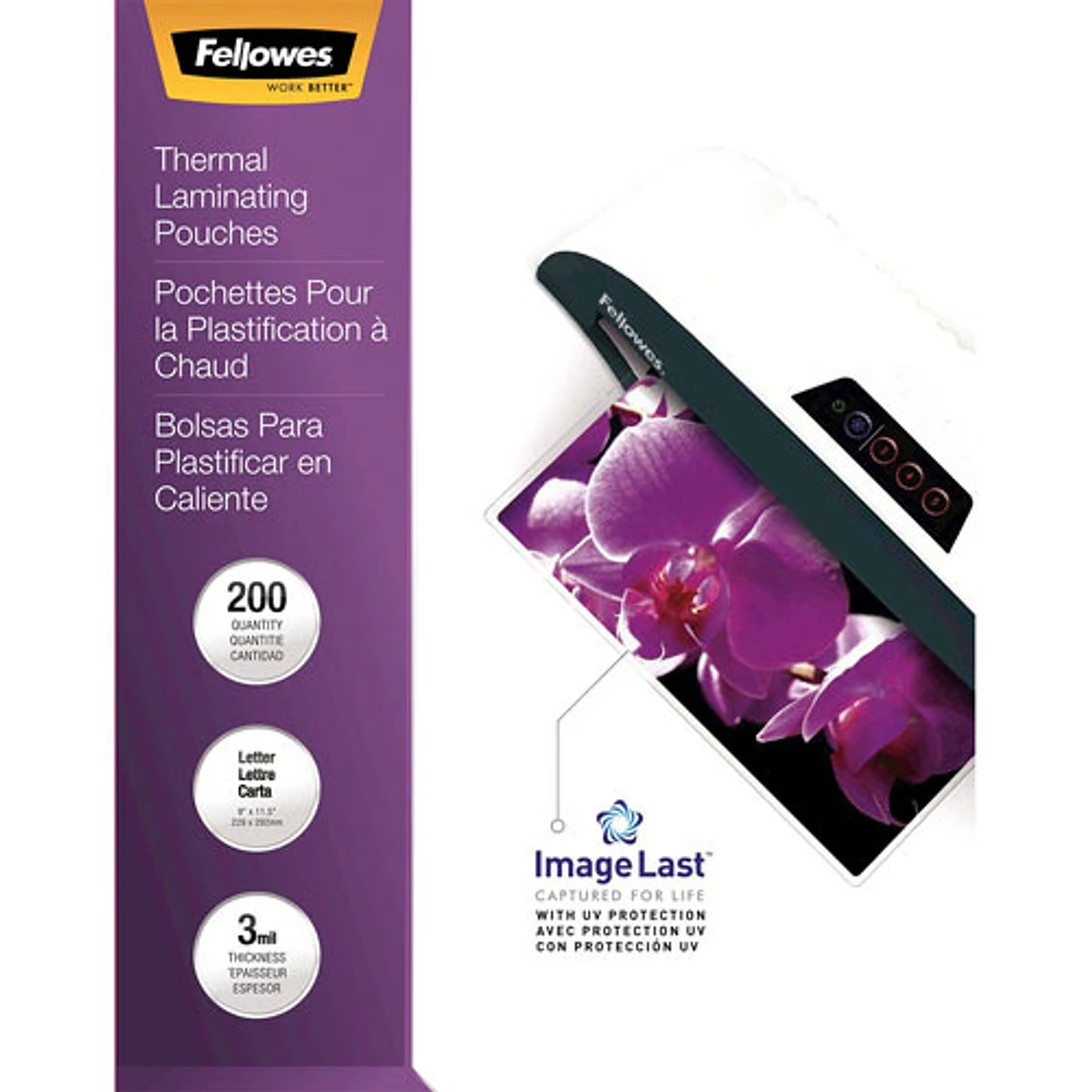 Pochettes de plastification à chaud de 9 x 11,5 po ImageLast de Fellowes avec protection UV - mil