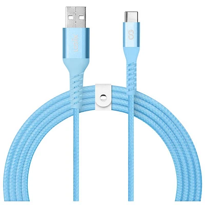 Câble tissé USB à USB-C de 1,2 m (3,9 pi) Vibrance de LOGiiX (LGX-13756) - Turquoise