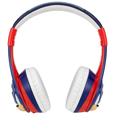 Casque d'écoute Bluetooth pour enfants Sonic de KIDdesigns avec microphone - Bleu/Rouge/Blanc