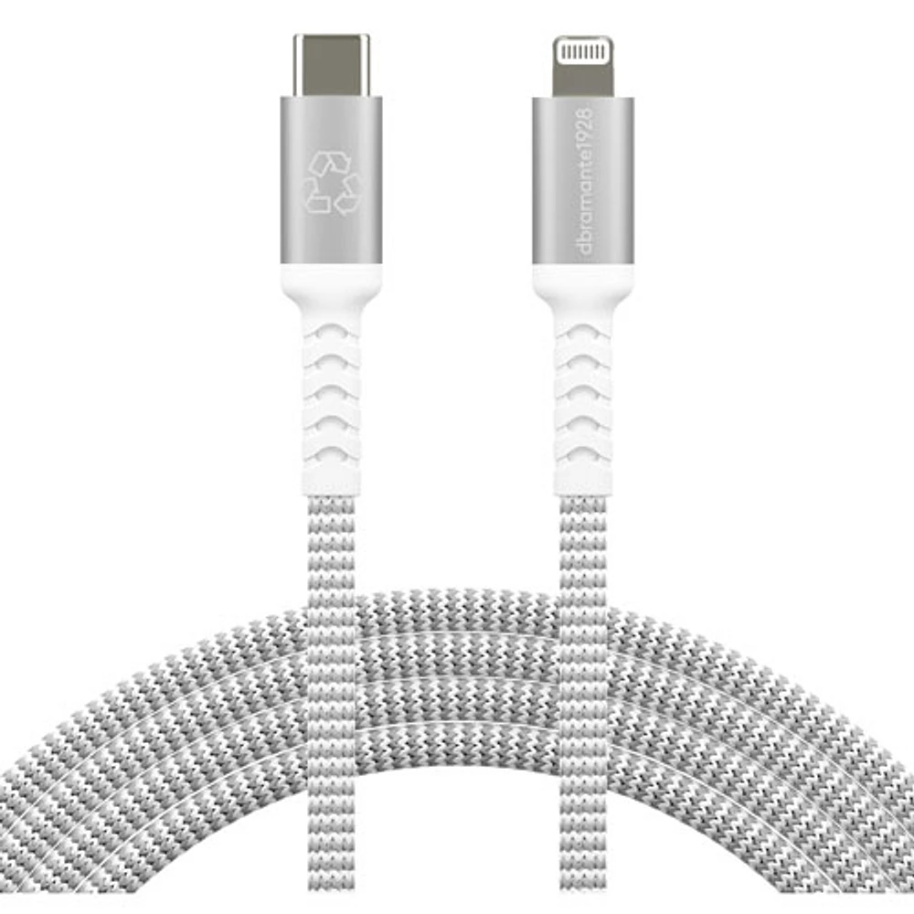 Câble tissé USB-C à Lightning de 2,5 m (8 pi) de dbramante1928 (DB-CB25CLGRU512) - Blanc