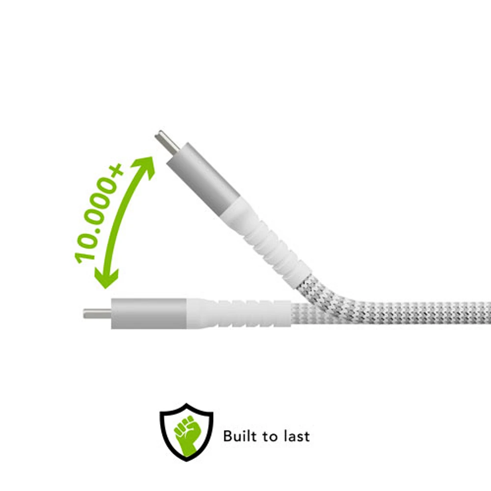 Câble tissé USB-C à Lightning de 2,5 m (8 pi) de dbramante1928 (DB-CB25CLGRU512) - Blanc