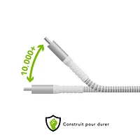 Câble tissé USB-C à Lightning de 2,5 m (8 pi) de dbramante1928 (DB-CB25CLGRU512) - Blanc