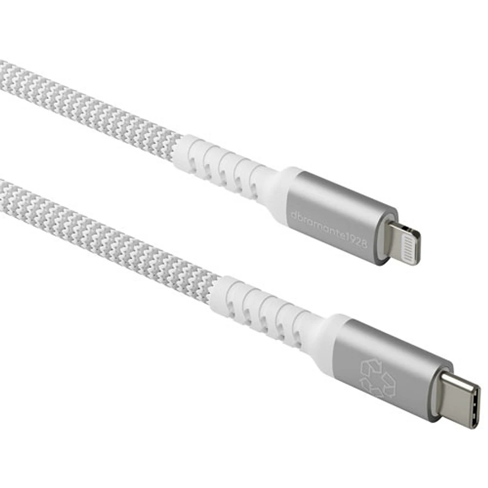 Câble tissé USB-C à Lightning de 2,5 m (8 pi) de dbramante1928 (DB-CB25CLGRU512) - Blanc