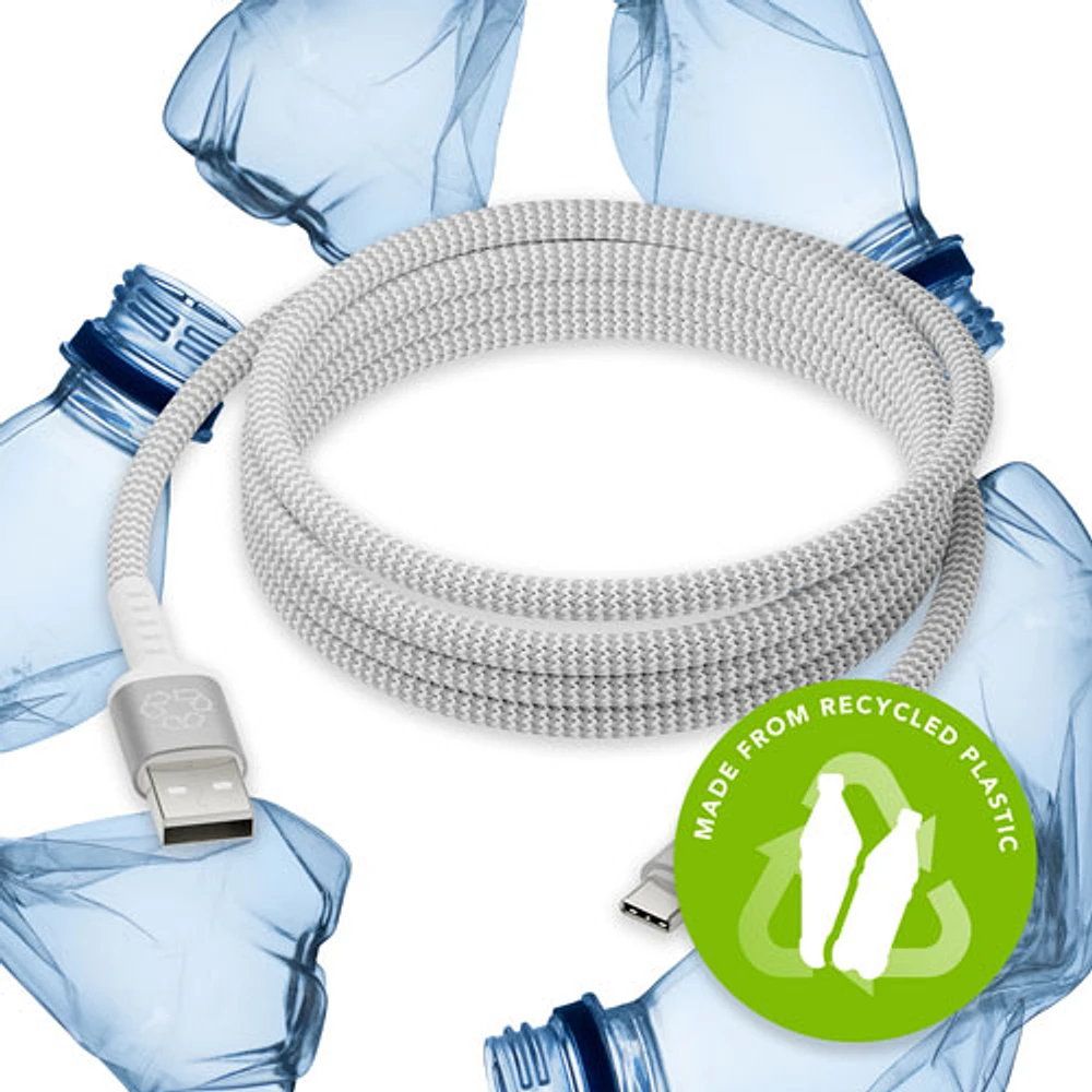 Câble tissé USB-A à USB-C de 2,5 m (8 pi) de dbramante1928 (DB-CB25ACGRU509) - Blanc