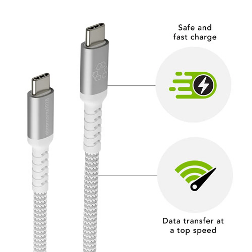 Câble tissé USB-C à USB-C de 1,2 m (3,94 pi) de dbramante1928 (DB-CB12CCGRU507) - Blanc