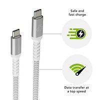 Câble tissé USB-C à USB-C de 1,2 m (3,94 pi) de dbramante1928 (DB-CB12CCGRU507) - Blanc