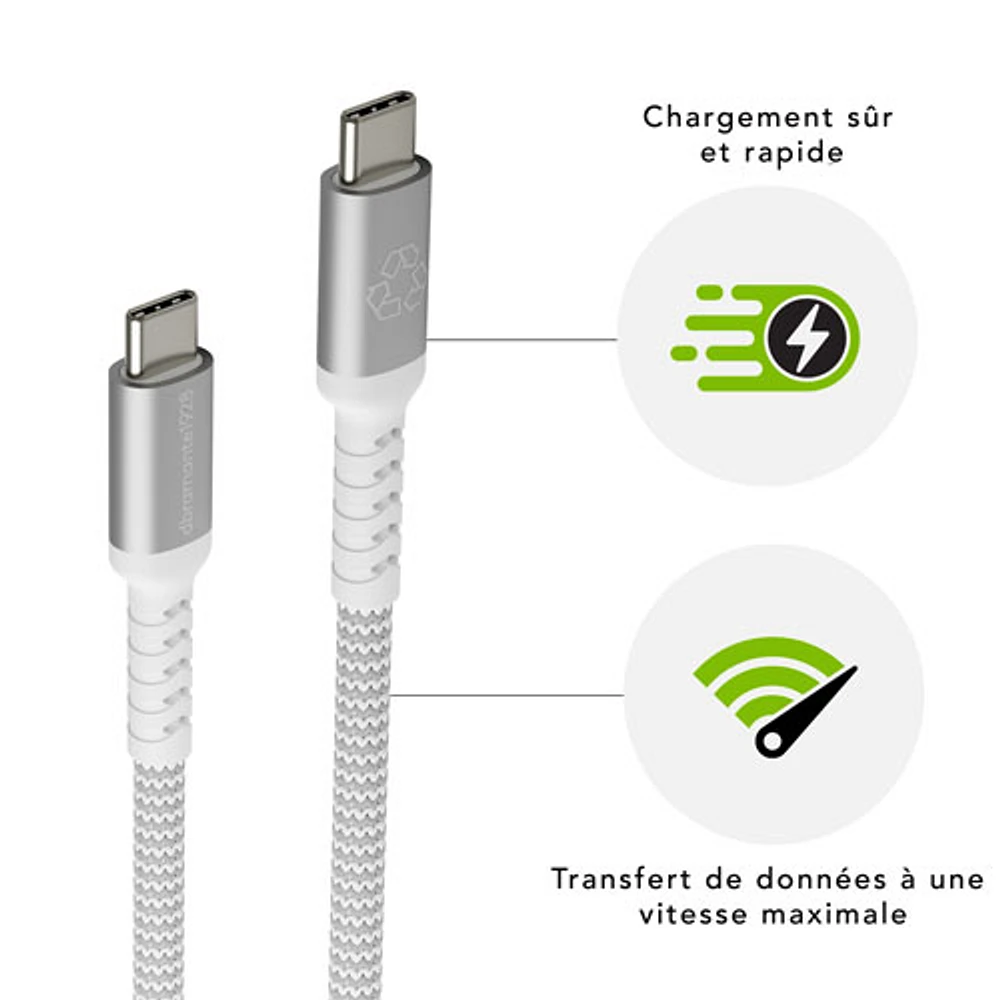 Câble tissé USB-C à USB-C de 1,2 m (3,94 pi) de dbramante1928 (DB-CB12CCGRU507) - Blanc