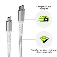 Câble tissé USB-C à USB-C de 1,2 m (3,94 pi) de dbramante1928 (DB-CB12CCGRU507) - Blanc