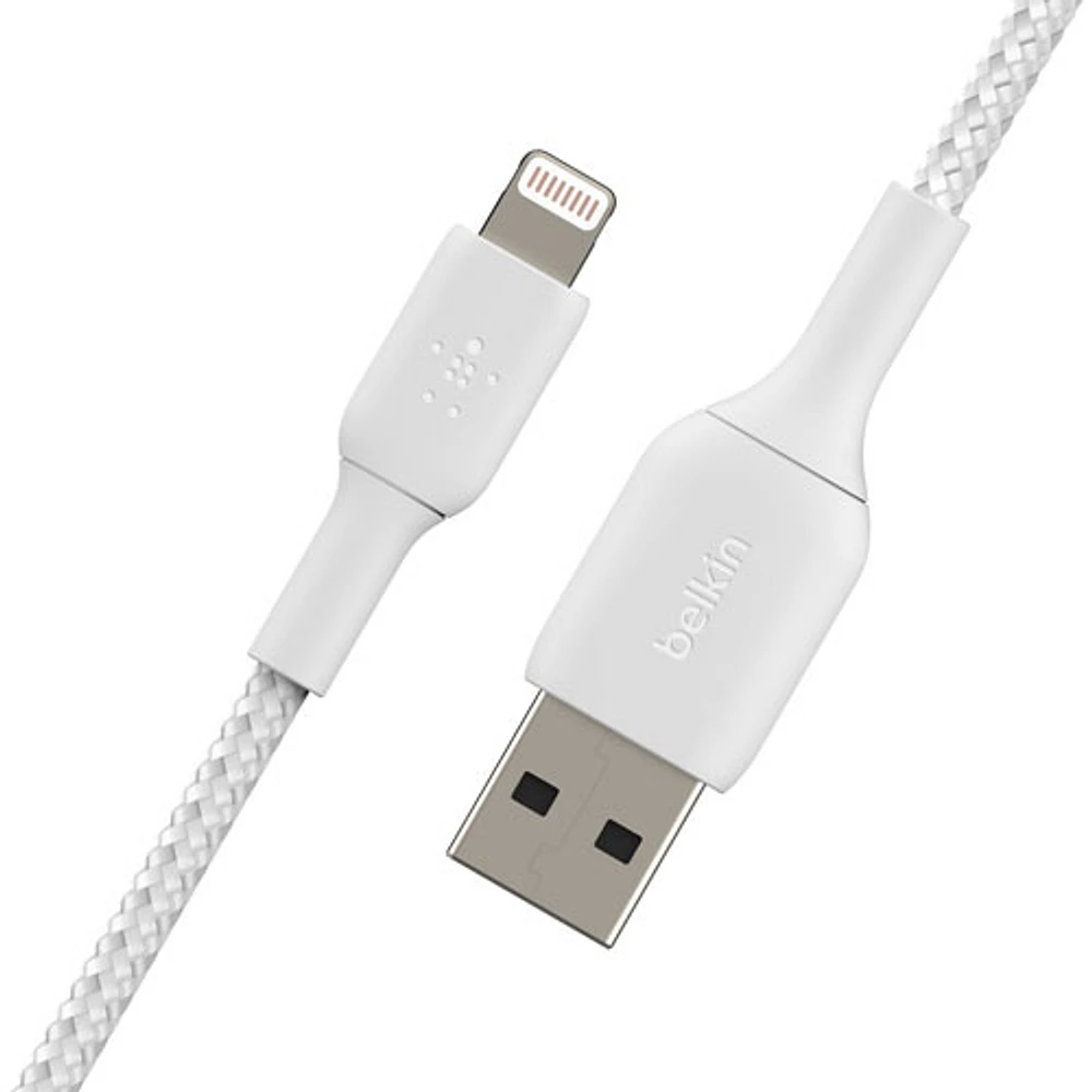 Câble tissé USB-A à Lightning de 2 m (6,6 pi) BoostCharge de Belkin (CAA002bt2MWH)