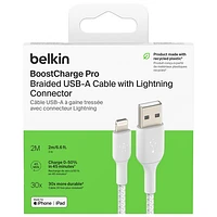 Câble tissé USB-A à Lightning de 2 m (6,6 pi) BoostCharge de Belkin (CAA002bt2MWH)