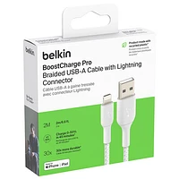 Câble tissé USB-A à Lightning de 2 m (6,6 pi) BoostCharge de Belkin (CAA002bt2MWH)