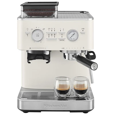 KitchenAid Semi-Automatic Espresso Machine with Coffee Grinder - Porcelain White