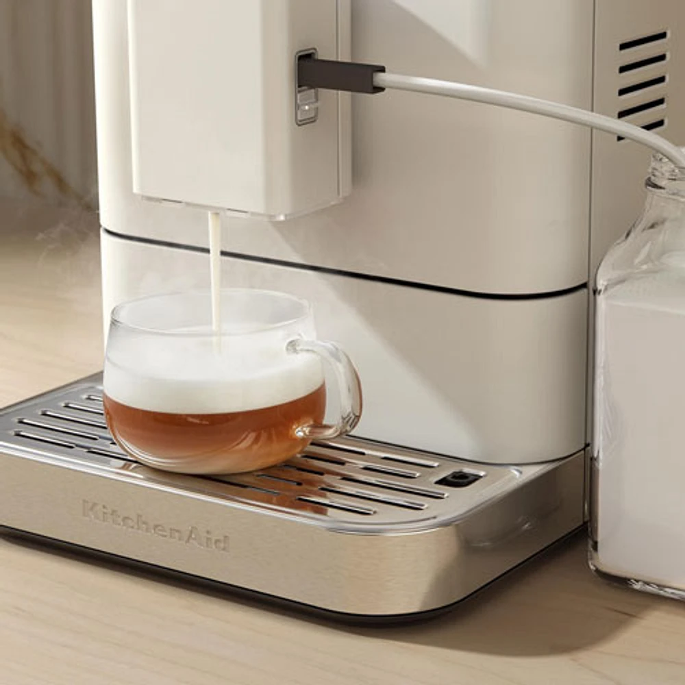 KitchenAid KES8557 Automatic Espresso Machine with Coffee Grinder & Automatic Milk Frothing - Porcelain White