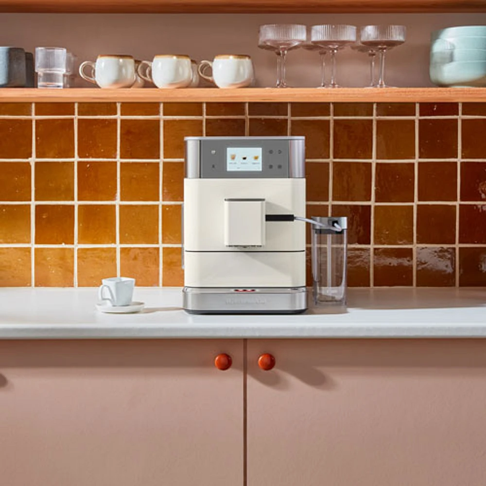 KitchenAid KES8557 Automatic Espresso Machine with Coffee Grinder & Automatic Milk Frothing - Porcelain White