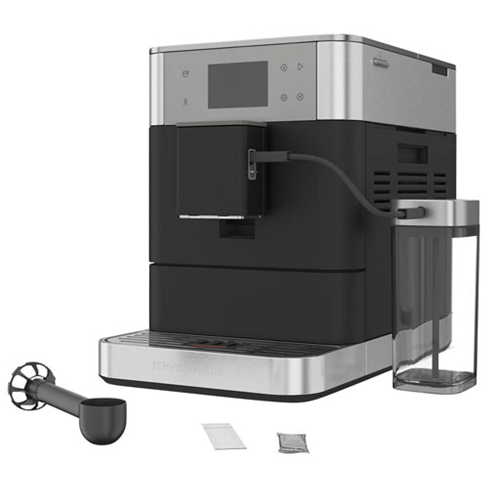 Machine à espresso automatique KES8557 de KitchenAid avec moulin à café et mousseur à lait automatique - Fonte noire