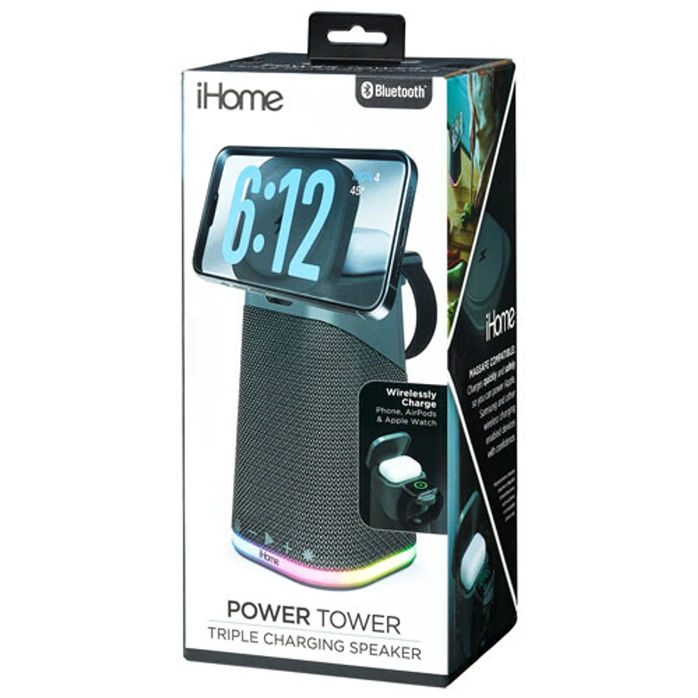 Haut-parleur Bluetooth iPBT70 d'iHome avec recharge sans fil triple et lumière d'ambiance
