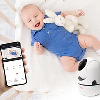 Interphone de surveillance Wi-Fi MobiCam HDX de Mobi avec pivot/inclinaison/zoom et détection des mouvements