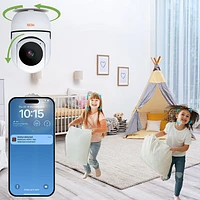 Interphone de surveillance Wi-Fi MobiCam HDX de Mobi avec pivot/inclinaison/zoom et détection des mouvements