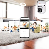 Interphone de surveillance Wi-Fi MobiCam HDX de Mobi avec pivot/inclinaison/zoom et détection des mouvements