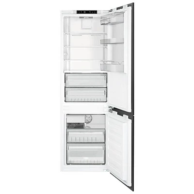 Réfrigérateur à congélateur inférieur encastrable 9,2 pi³ 22 po avec distributeur de glaçons de Smeg (CB300UI) - Prêt pour panneau