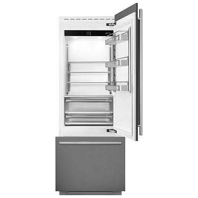 Réfrigérateur à congélateur inférieur encastrable 15 pi³ 30 po avec distributeur de glaçons de Smeg (RBMU30R) - Prêt pour panneau