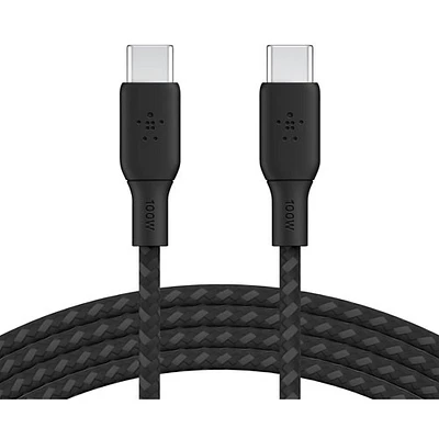 Belkin 2m (6.6ft) BoostCharge USB-C to USB-C Braided Cable (CAB014bt2MBK) - Black
