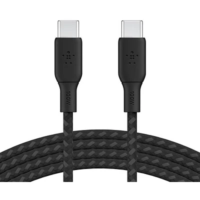 Belkin 3m (10ft) BoostCharge USB-C to USB-C Braided Cable (CAB014bt3MBK) - Black