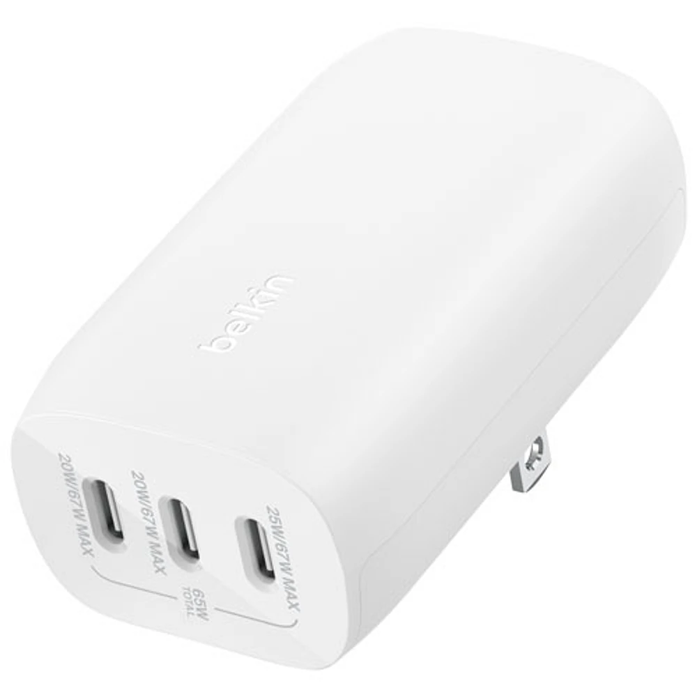 Belkin BoostCharge Pro 67W 3-Port USB-C Wall Charger (WCC002dqWH) - White