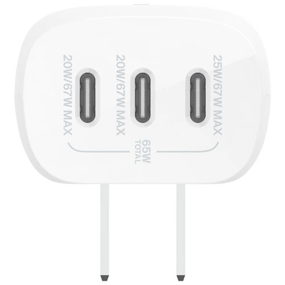 Belkin BoostCharge Pro 67W 3-Port USB-C Wall Charger (WCC002dqWH) - White